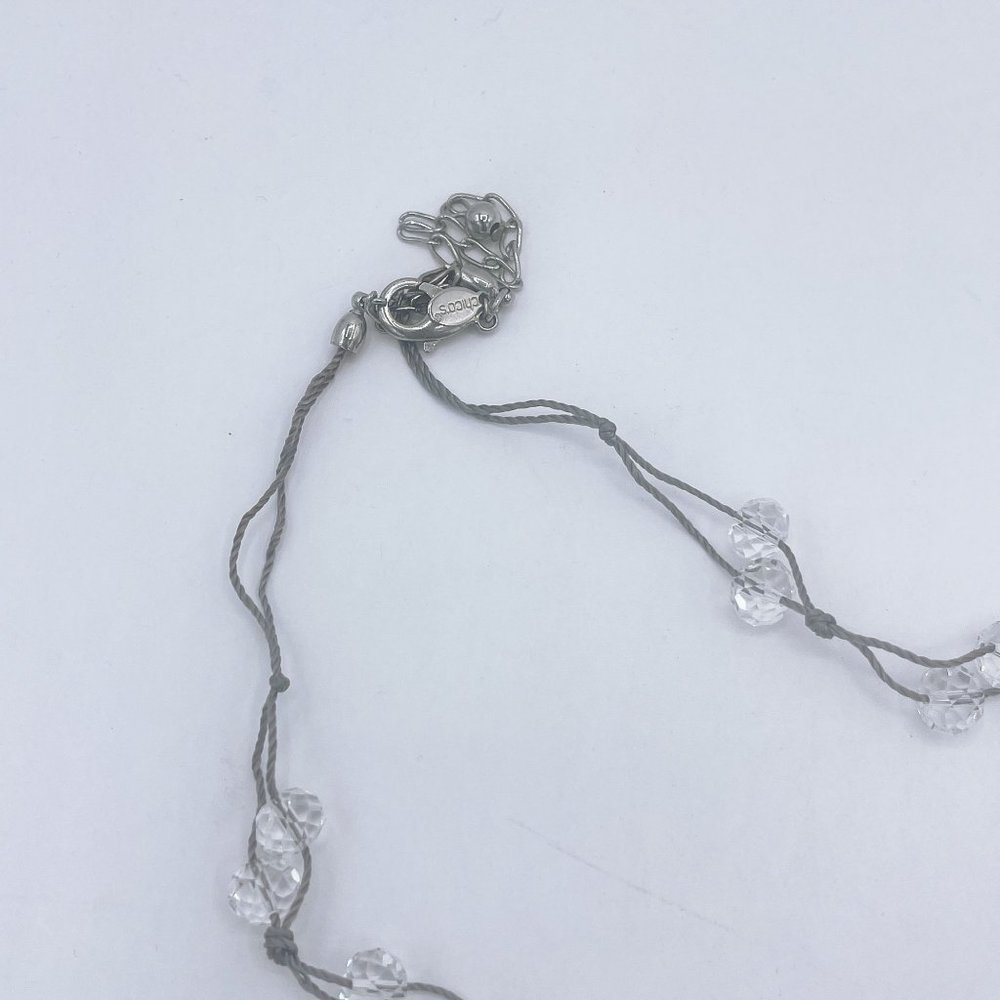 Chico's Silver Multi White & Crystal Small Beads Necklace Long - Picture 5 of 6